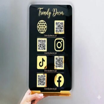 Luxury Social Media QR Code Display Stand – Acrylic Digital Contact Board for Business Branding