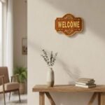Classic Carved Wood-Style “WELCOME” Sign (MDF)