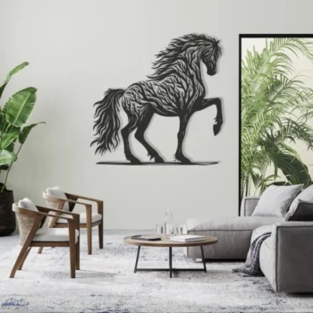 Tree Horse MDF Wall Art – Rustic Farmhouse Silhouette Décor