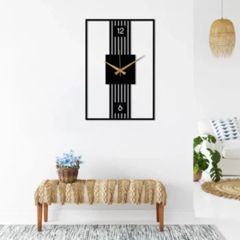 Black Rectangle MDF Wall Clock – Modern Oversize Wall Clock Art