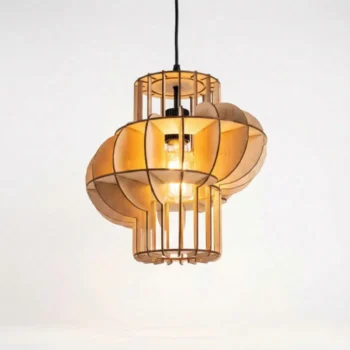 Modern MDF Wooden Geometric Pendant Lamp