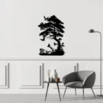 Bonsai MDF Wall Art – Birds & Pine Tree Nature Silhouette Décor