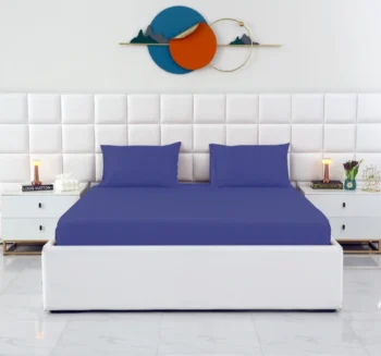 Premium Elastic Fitted Bedsheet Set with Pillow Covers - Solid Royal Blue Mattress Cover